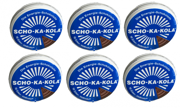 6 x 100 g Scho-Ka-Kola whole milk, energy chocolate, contains caffeine